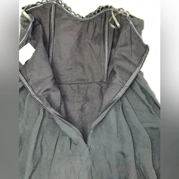 JUDITH MARCH TIE FRONT STRAPLESS A LINE PLEATED ZIP UP MINI DRESS IN BLSCK M - Picture 5 of 16